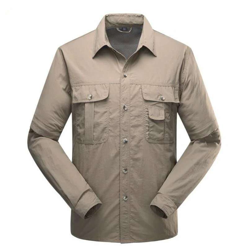 

Men's hiking fast dry detachable sleeve breathable shirt outdoor sport camping fishing climbing quick-drying thin clothes shirts