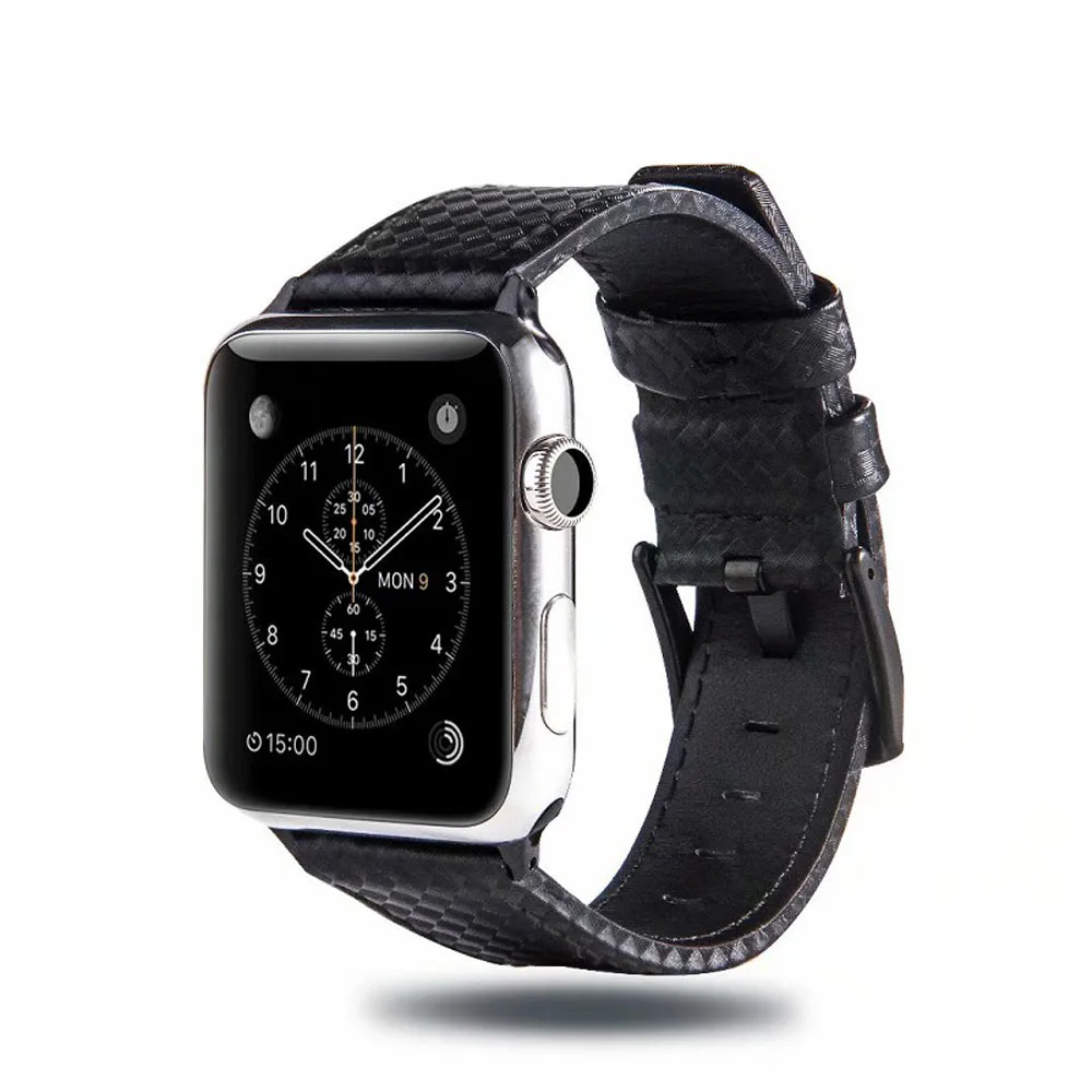 

Suitable for Apple Watch Watch strap iwatch1/2/3/4 genuine leather carbon fiber watch strap