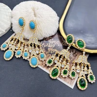 statement stud earrings green marble stones pendant rhinestone pendientes accessories