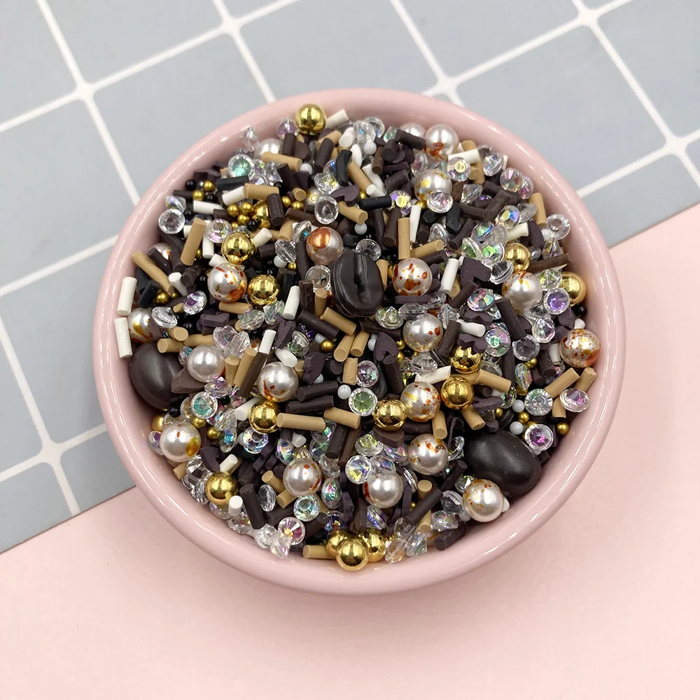 

Жемчужные стразы для шоколадной полимерной глины, 50 г, посыпка для поделок, аксессуары для наполнения слаймом