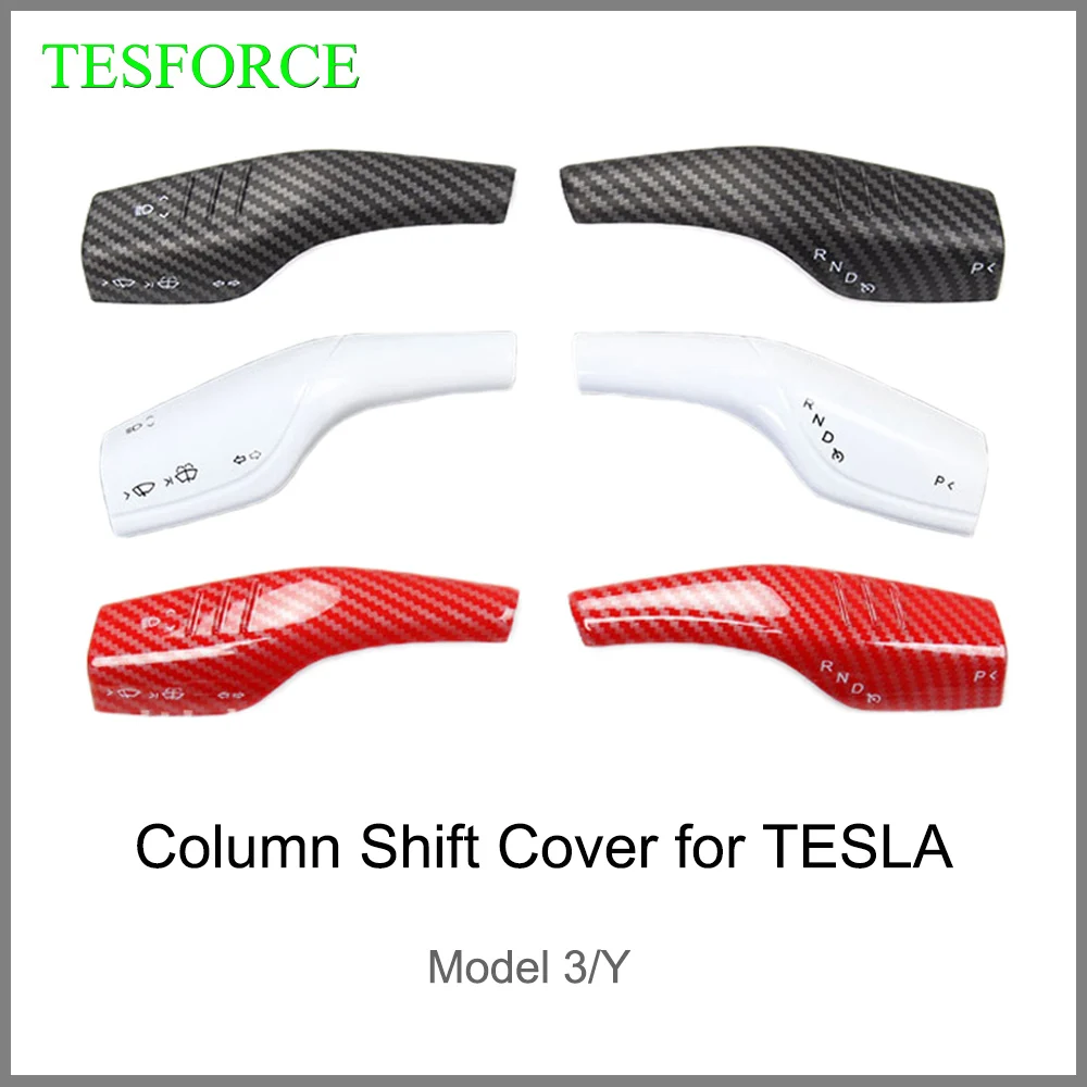 

TESFORCE for Tesla Model 3 Model Y Interior Remodel Patch Model3 2022 Car ABS Black Red White Column Shift Protection Cover