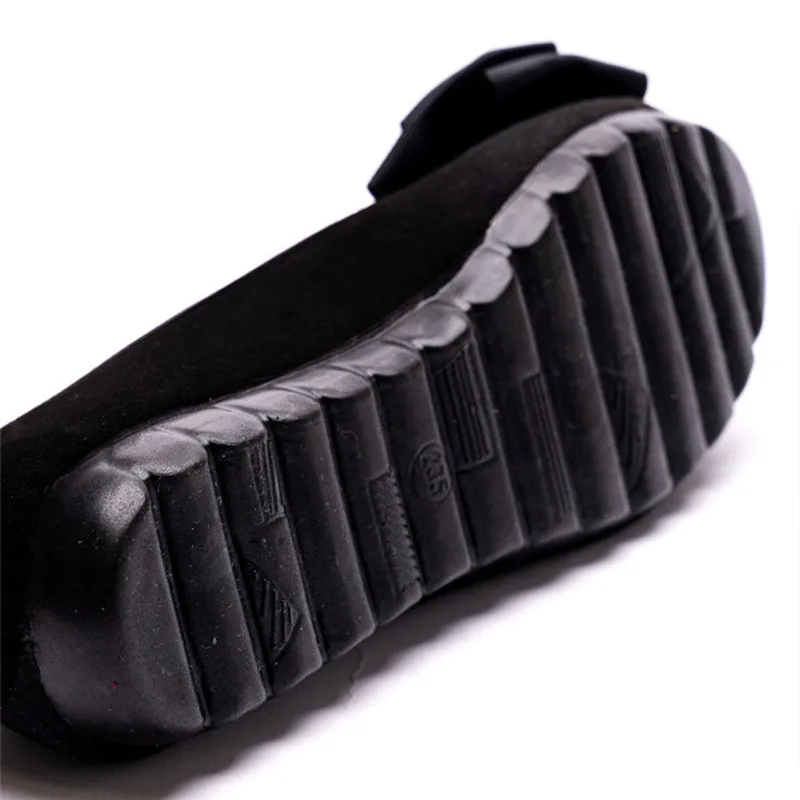 Women Flat Shoes Female Casual Loafers Shoes Slip on Flock Flats Fashion Bowtie Female Spring Autumn Soft Office Party Shoes