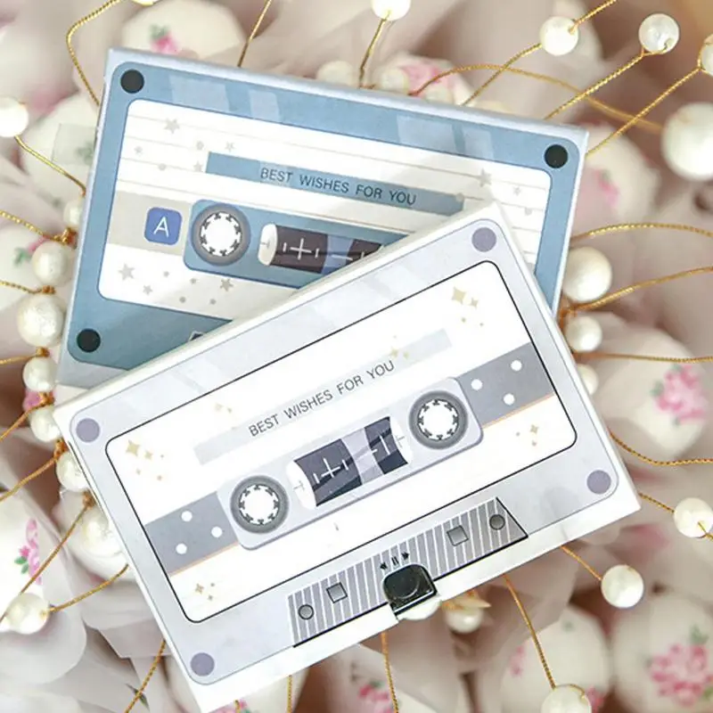 Recordable Greeting Cards DIY Audio Cards Retro Cassette Tape Shaped Happy Birthday Cards 30 Seconds Record Creative Gifts