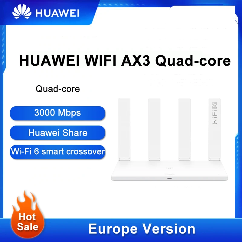 

Europe Version HUAWEI WiFi AX3 Pro Four Amplifiers (AKA AX3 Quad Core) WiFi 6+ Wireless Router WiFi 5 GHz Repeater 3000 Mbps NFC