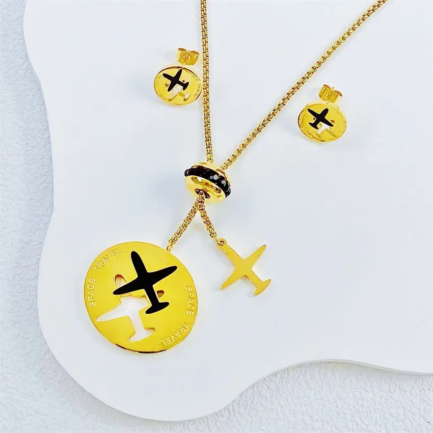 

Luxury Stainless Steel Wholesale Prices Crystal Gold Filled alphabet Charm Necklace Earrings Jewelry Sets with Rhinestone