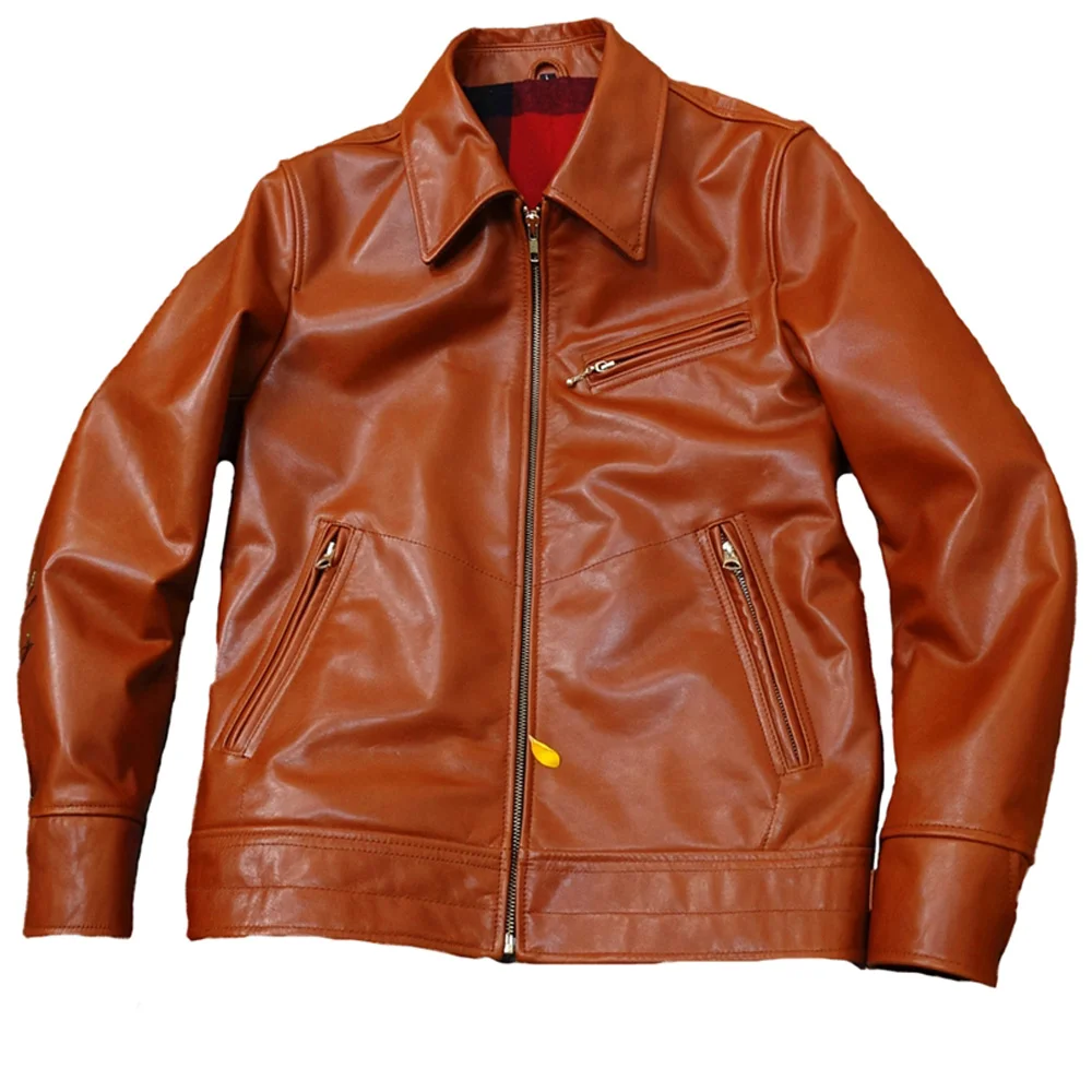 

Куртка мужская из натуральной кожи, Роскошное дизайнерское Брендовое пальто в японском и корейском стиле, жакет из воловьей кожи в клетку, одежда для мужчин, 3XL