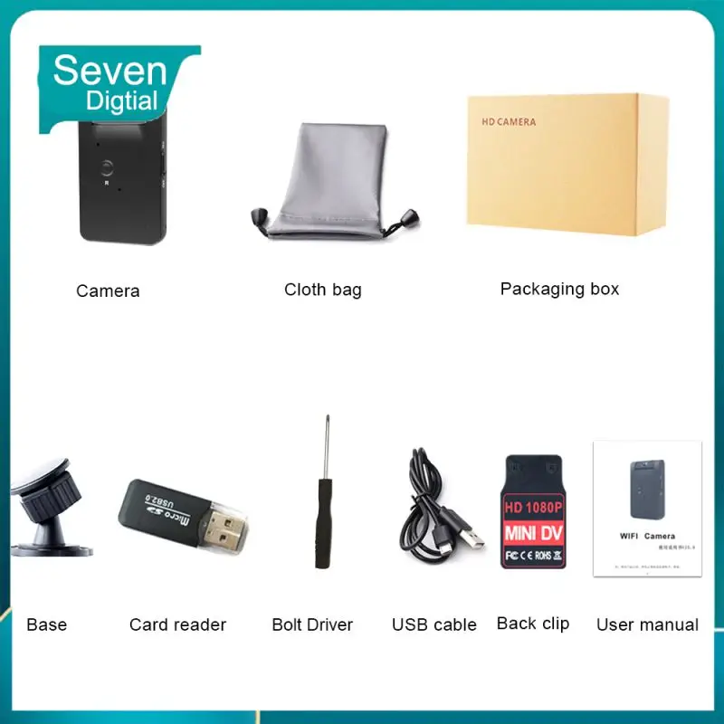 

1080p Megapixel Night Mini Camera 1920x1080p Cameras Free Drive 180 Degree Wireless Mini Camera Camera 2.4g Wifi
