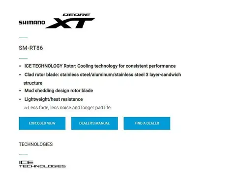 Ротор дискового тормоза Shimano SM-RT86 160 мм 180 мм 203 мм S/M/L Ice Point Technology CN Made-OE