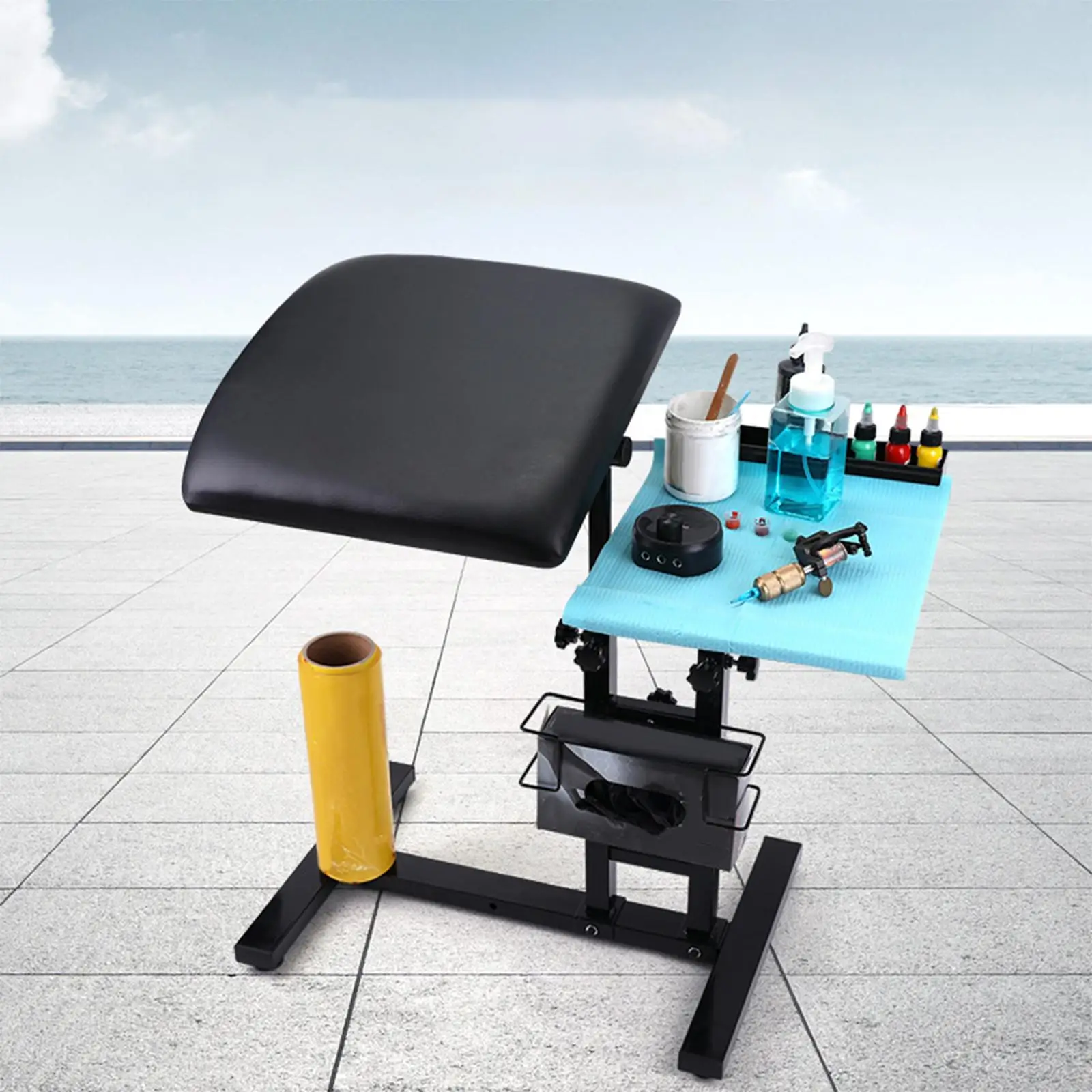 

Armrest Stand Bracket Adjustable 55cm to 90cm Steel Artist Tool PU Leather Pad Black Heavy Duty Rest Stand for Wrist Foot