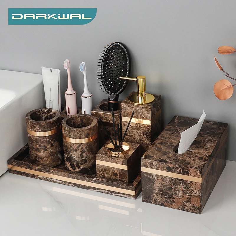 Темный Имперадор натуральный мрамор аксессуары для ванной комнаты роскошный