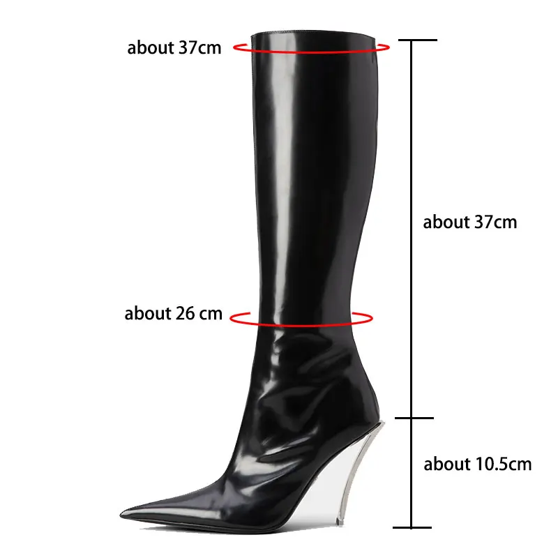 Женские сапоги до колена Charole с боковой молнией остроносые металлические шпильки