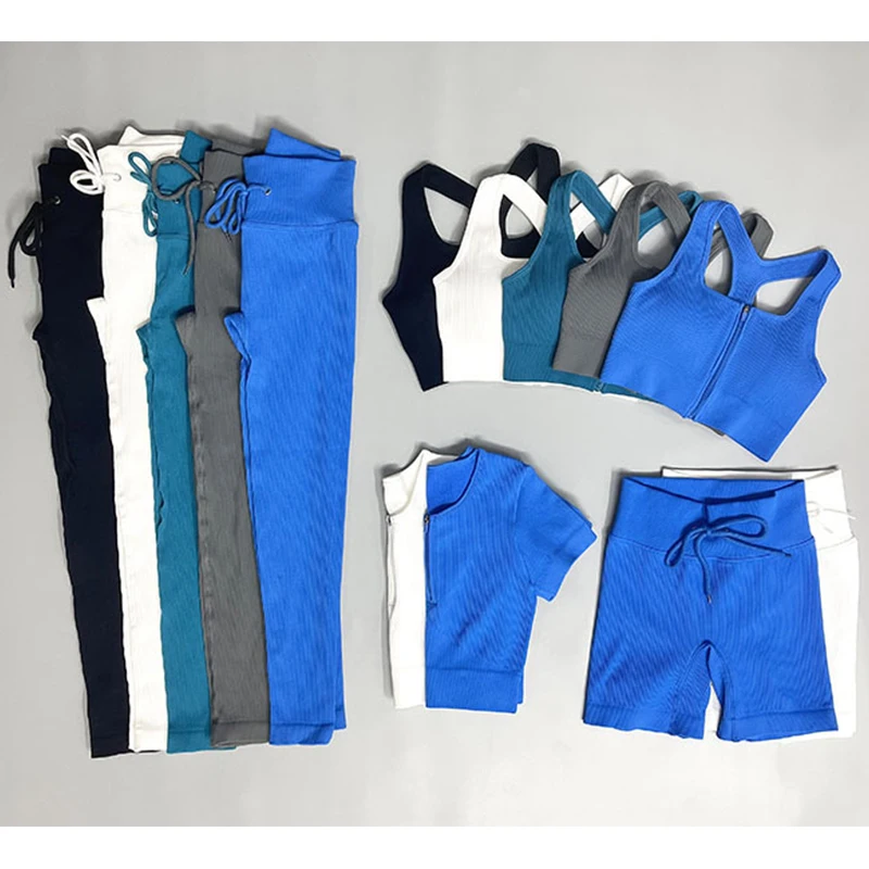 Женские комплекты для йоги Feamle бесшовный комплект из 2 предметов короткий топ на