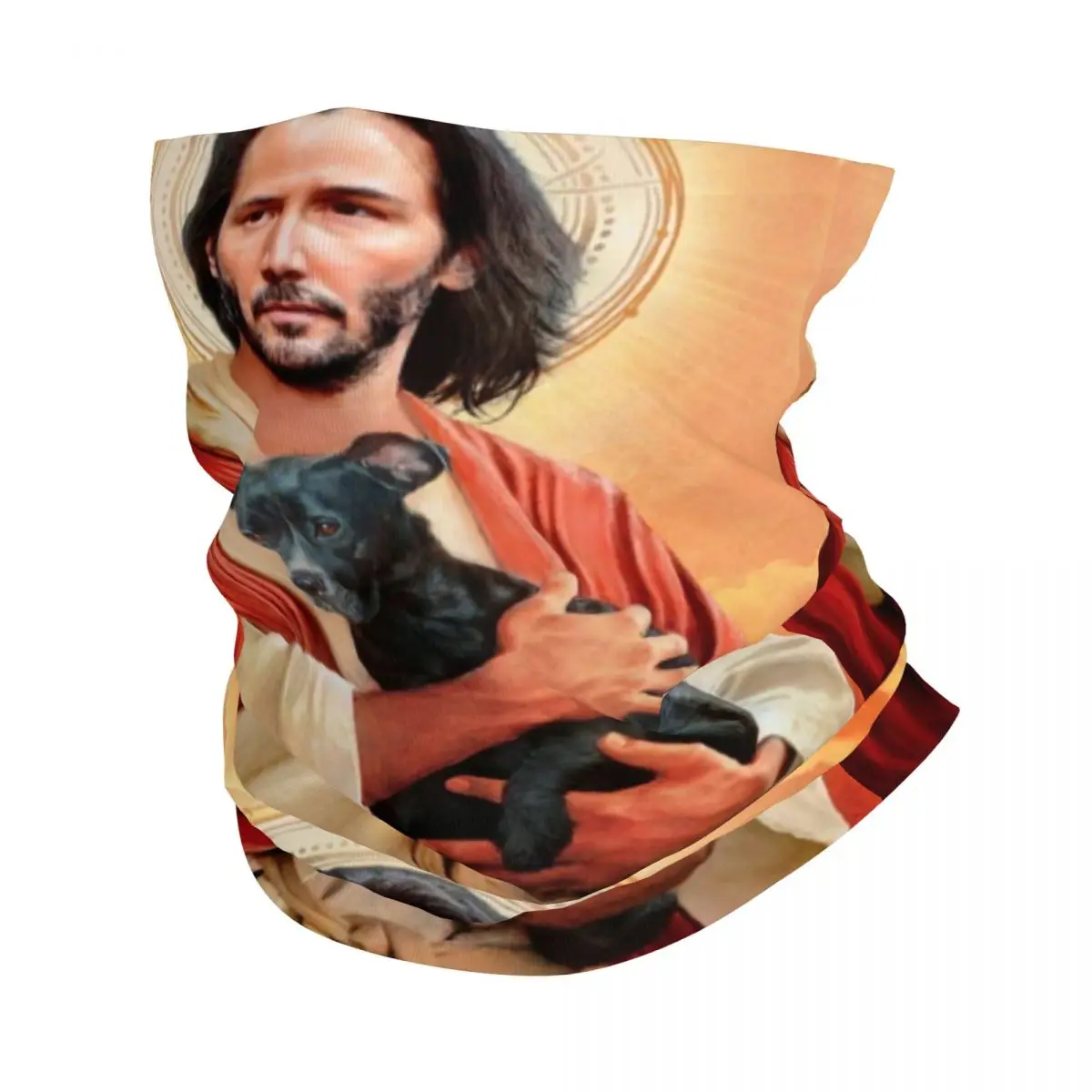 

Keanu Reeves Holding A Puppy Bandana Neck Warmer Women Men Winter Ski Tube Scarf Gaiter Saint Meme Jesus John Wick Face Cover