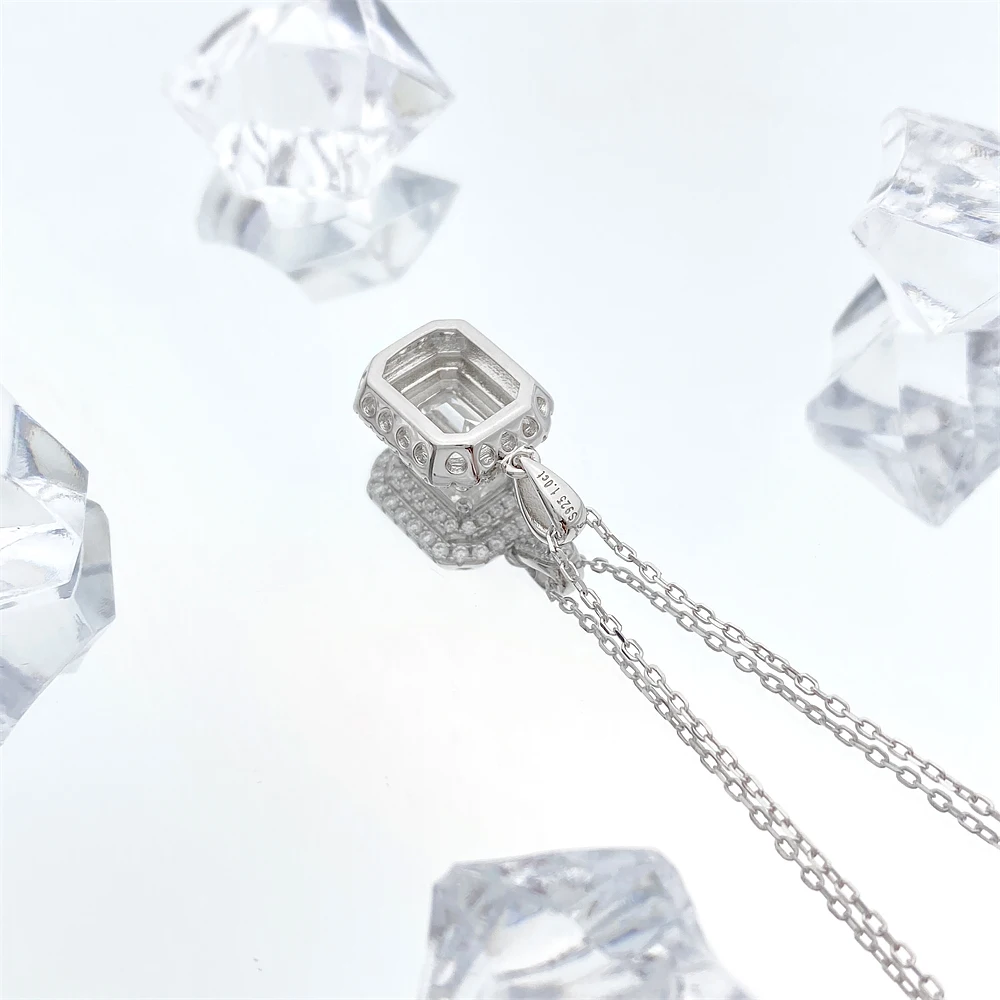 Square Round Moissanite Pendant Necklaces For Women S925 Diamond Necklace Jewelry Pass Tester With GRA  Free Shipping
