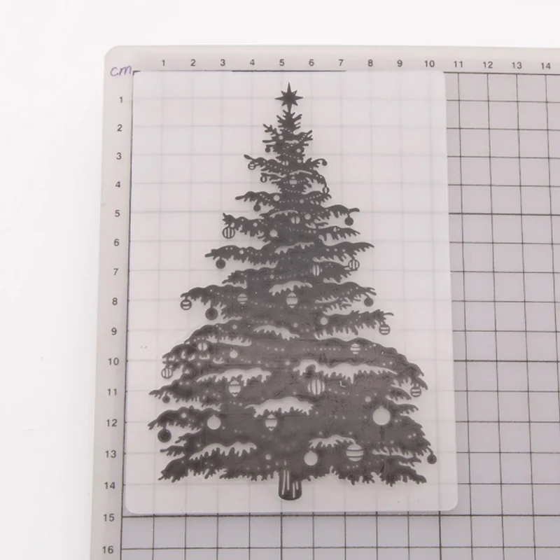 

Christmas Tree Plastic Bump Embossing Template DIY Scrapbook Journal Fondant Indentation Album Card Make Decora Stencil Reusable