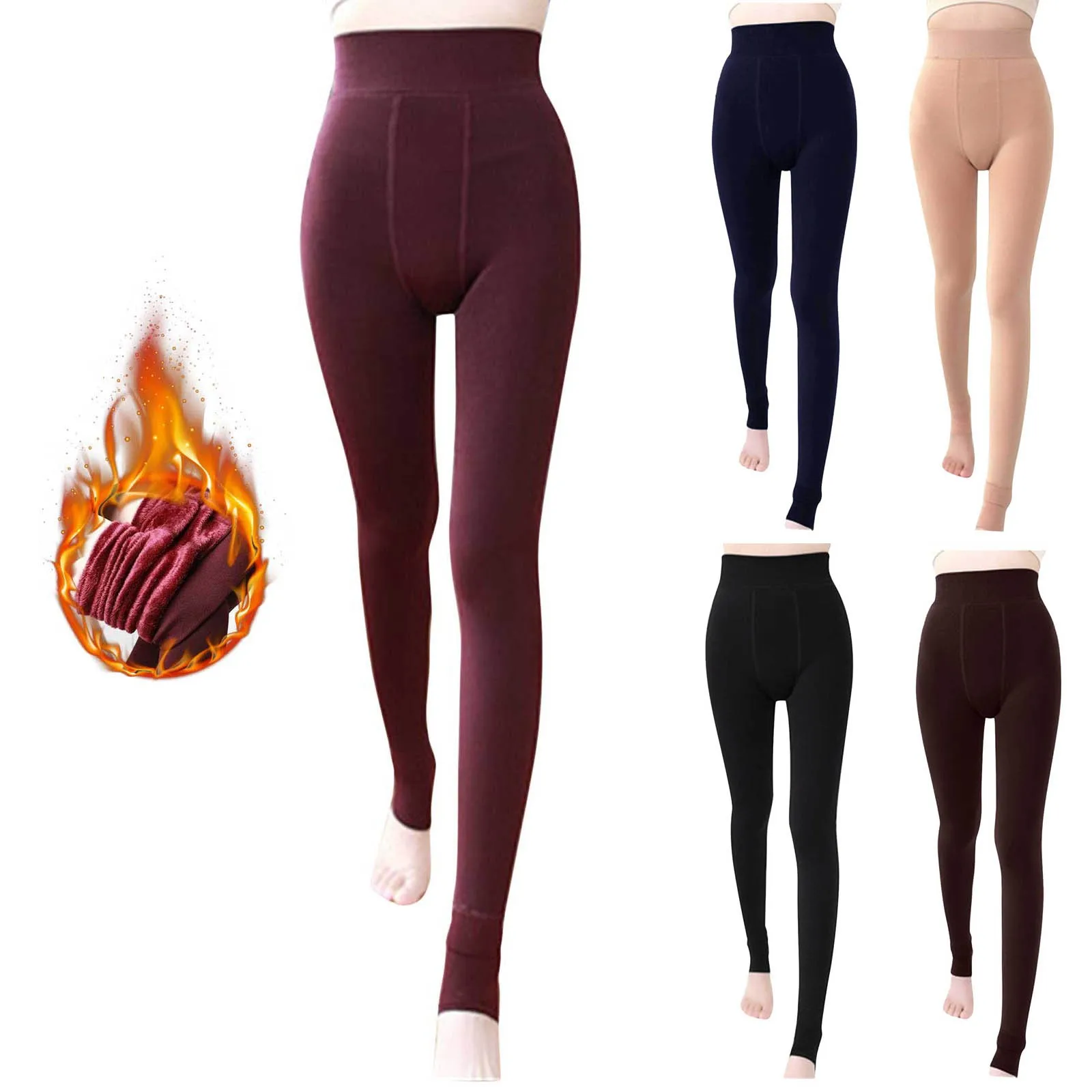 

plus Size Women Solid Plus Velvet Thickened Pearl Velvet Leggings To Step On The Feet To Keep Warm And Wear Pants Fit High Waist