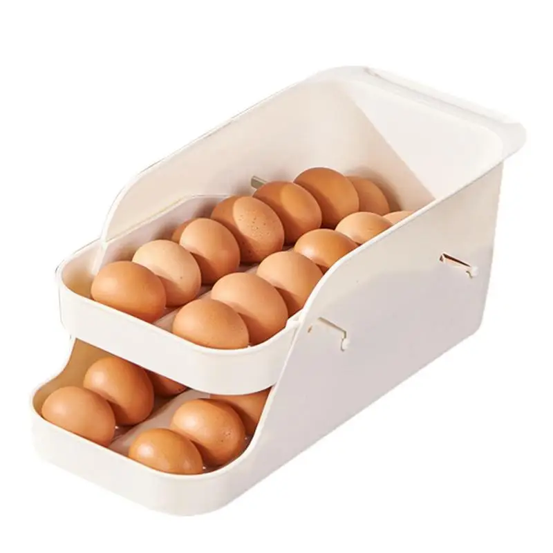 

Refrigerator Egg Holder 3-Layer Flip Fridge Door Egg Storage Rack Tray Container Space Saver Egg Organizer Box Shelf For Kitchen