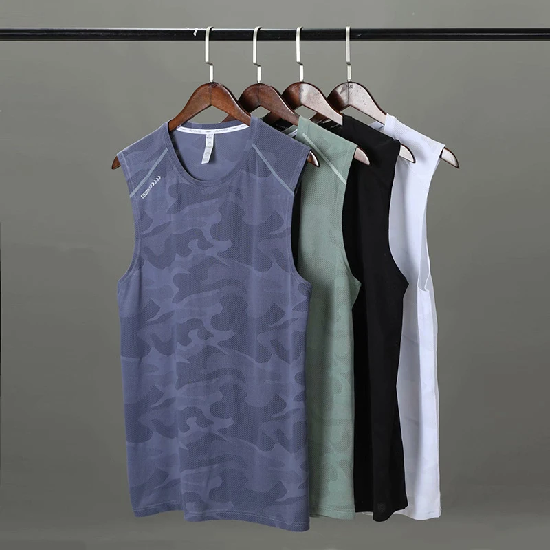 

camouflage Tank Top Men Vests Summer Mesh Sleeveless Shirt Tops for Men's Clothing Summer Casual Gym Fitness Vest Shirt Top 2022