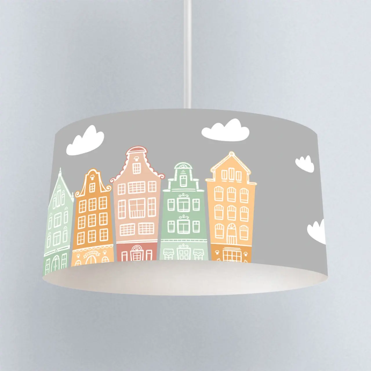 

Cute Cartoon 3D Print Baby Kids Room Born Model Pvc Fabric Cover Ceiling Drum Shape Round Modern Chandelier Decorative Led nordi