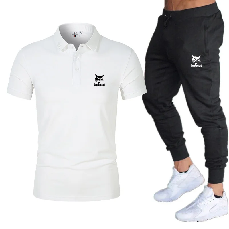 

Bobcat Logo New High Quality Summer Men's Tracksuit Polos Trouser Pants Two Piece Sets Male Polo Shirts Polo Shirts Men's Suit