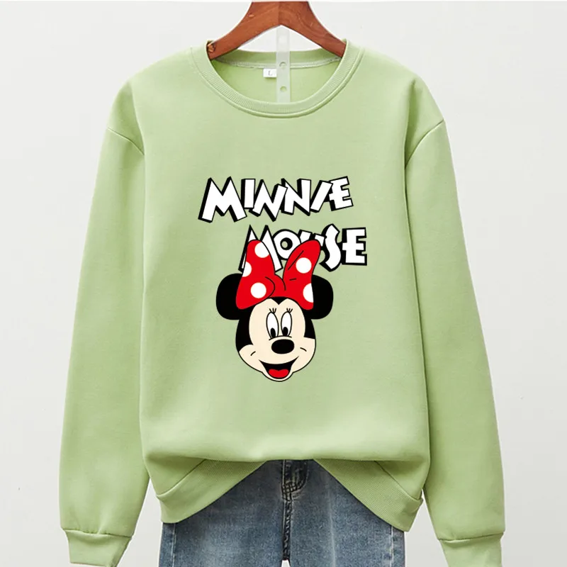 

Disney Women Minnie Mouse Hoodies Sweatshirt FleeceTracksuit Sports Sweatshirt 2021 Spring Autumn Japanese Casual Loose Jumper