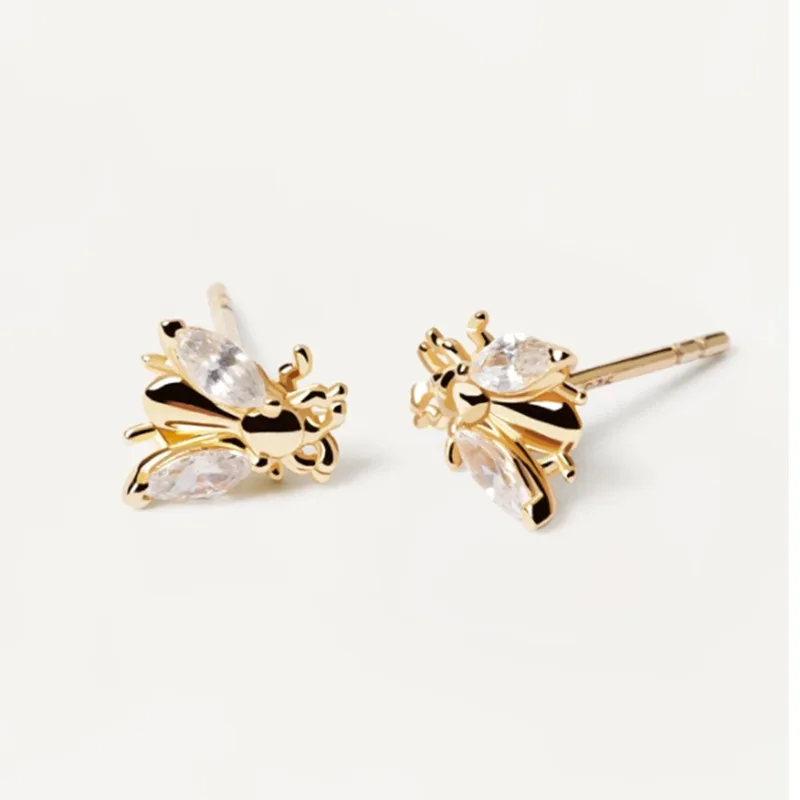 

2022 Cross border Hot Sale 925 Silver Ear Studs Female Spain PD Bee Ear Studs Super Fairy Simple Beauty Style Ear Studs Female