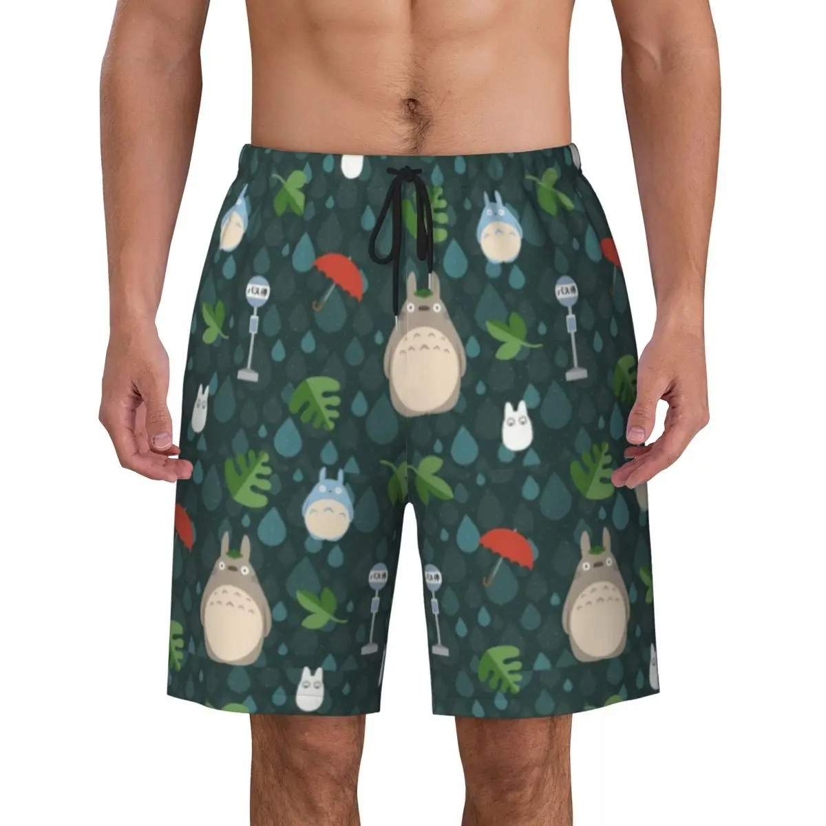 

Custom Rain My Neighbor Totoros Swim Trunks Mens Quick Dry Board Shorts Anime Manga Swimwear Suits Boardshorts