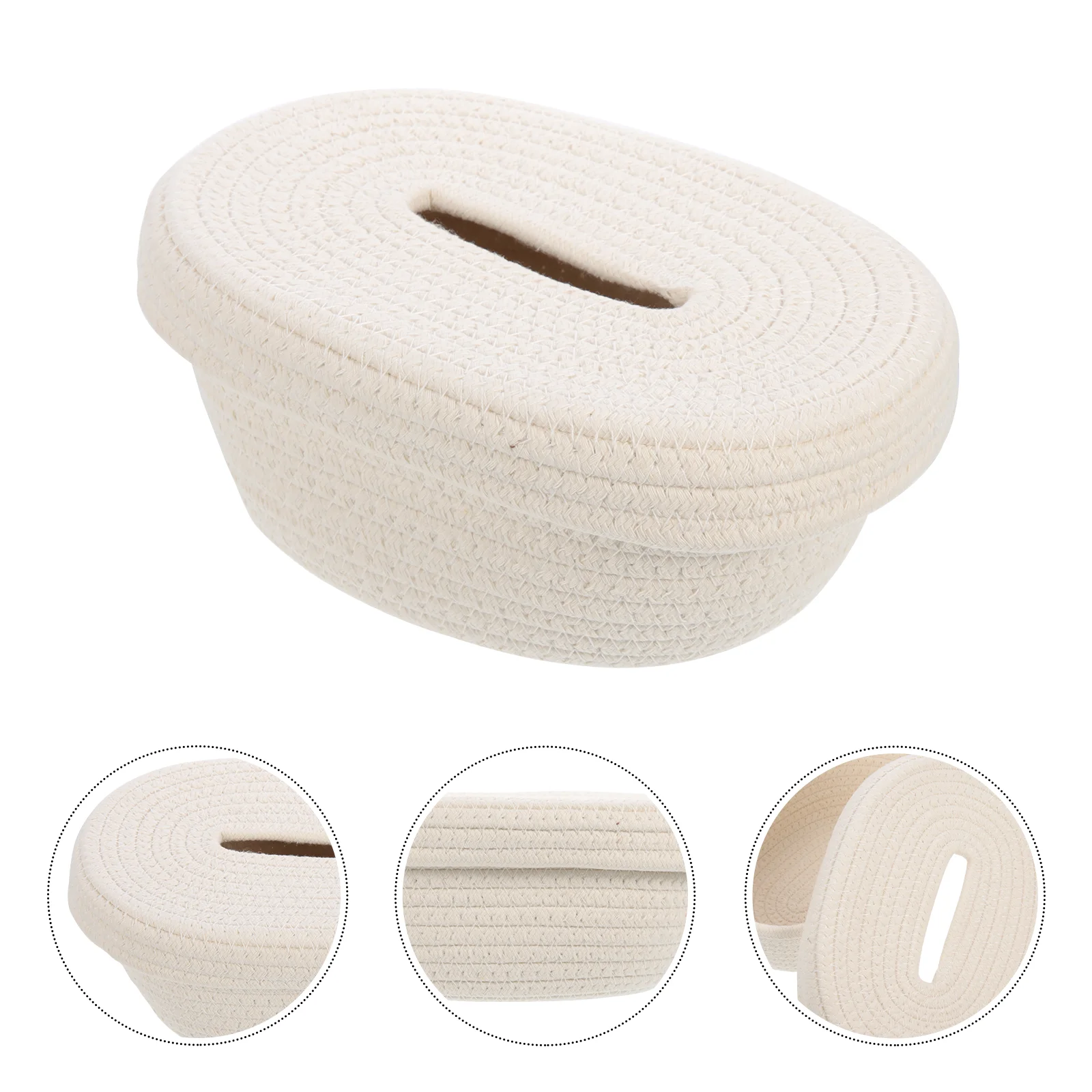 

Napkins Dispenser Rope Drawer Box Tissue Dispensers Modern Cotton Storage Case White Desktop