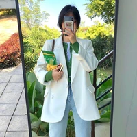 harajulu blazer korean fashion chic casual light green tops summer one button suit jacket loose full sleeve outwear blazers 2021