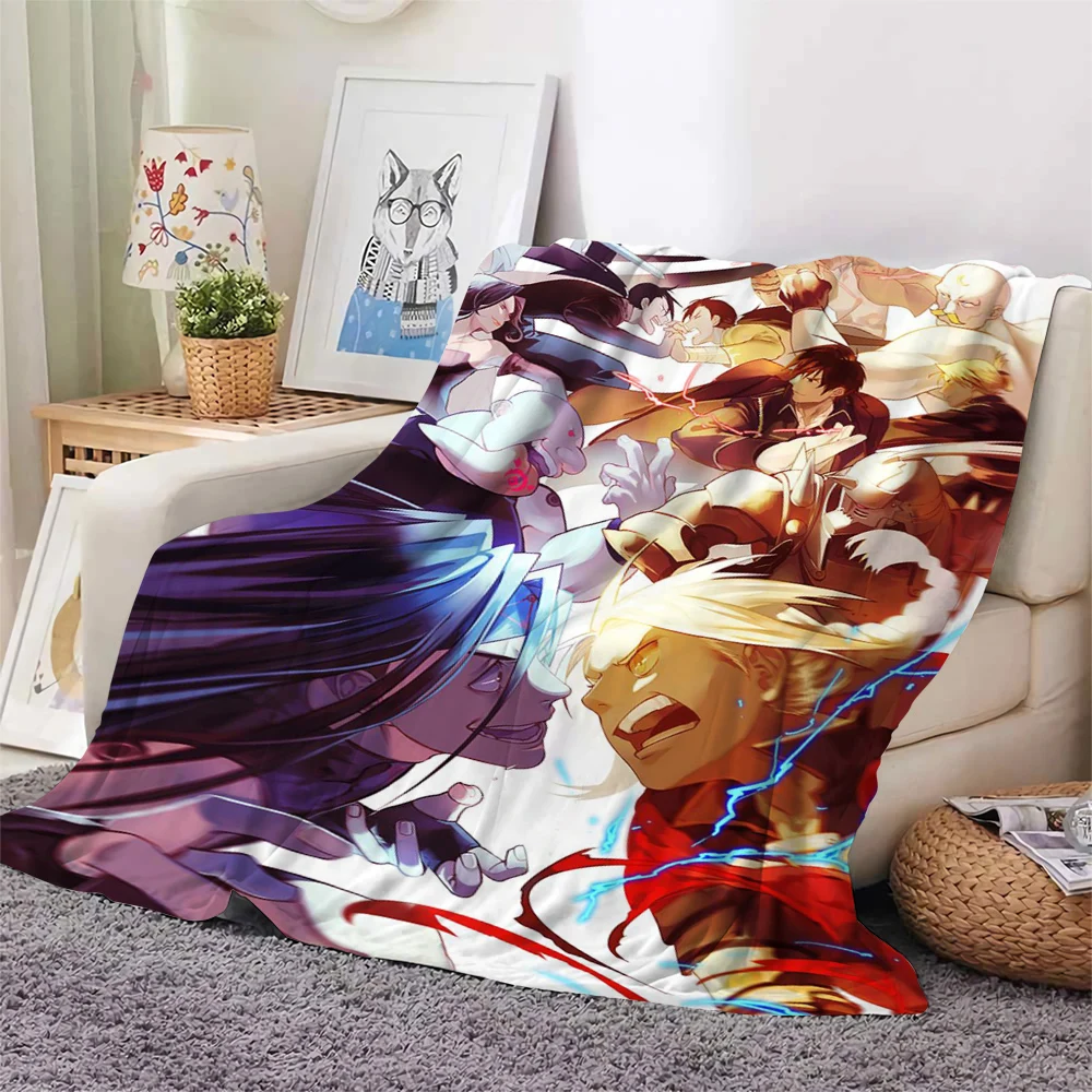 

CLOOCL Cozy Blanket Japanese Anime Fullmetal Alchemist 3D Flannel Blanket Office Nap Blanket Hiking Picnic Blanket Drop Shipping