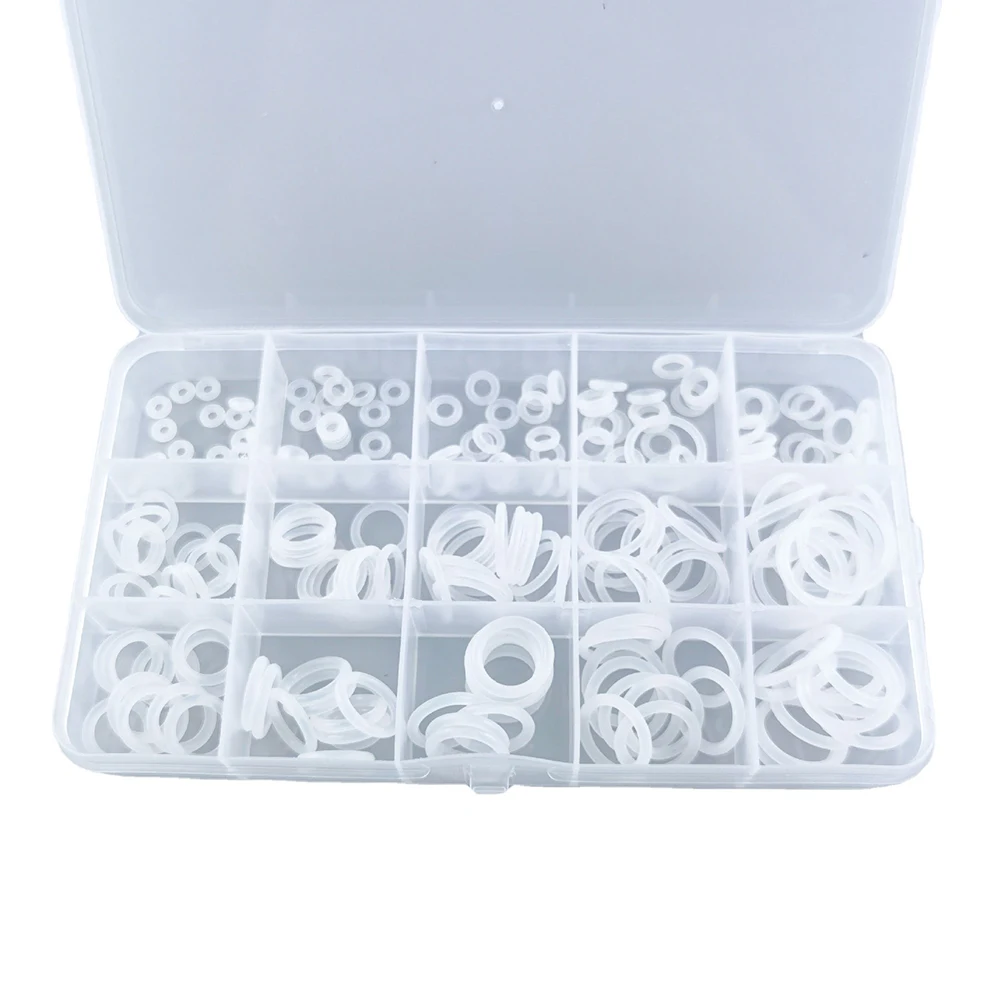 

225pcs Universal White Silicone Rubber O-Ring Assortment Kit Metric VMQ Sealing Gasket Set Automobiles Accessories