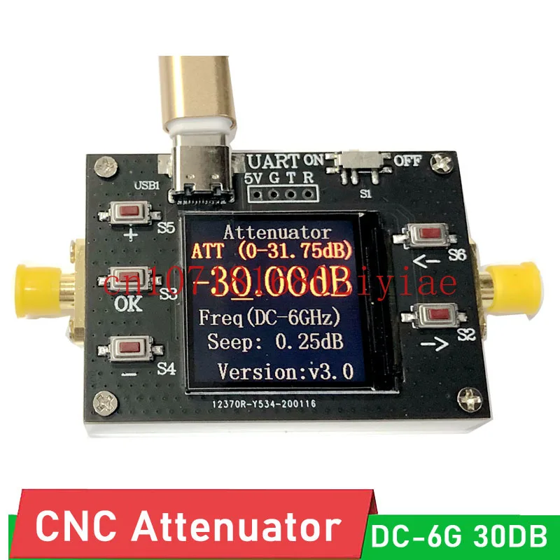 

DC-6GHZ 30DB Digital Attenuator Programmable Attenuator step 0.25DB LCD display FOR RF Ham Radio Amplifier