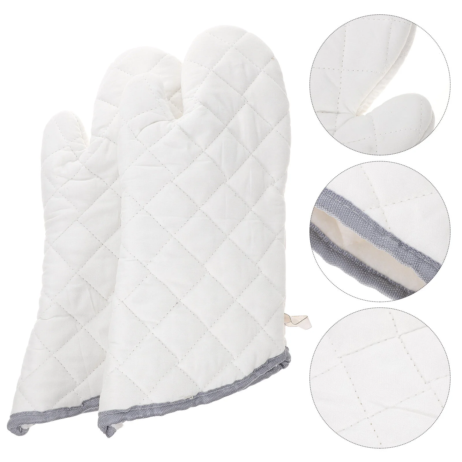 

2pcs White Cotton Cloth Heat Resistant Gloves Kitchen Oven Mitt Cooking Tools for Home Restaurant (Large Size)