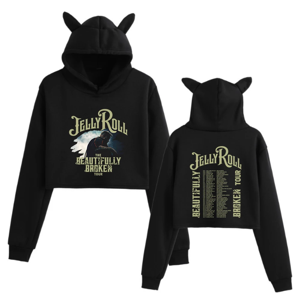 Jolly Roll The Beautifully Broken Tour 2024 укороченные топы с кошачьими ушками и длинными рукавами