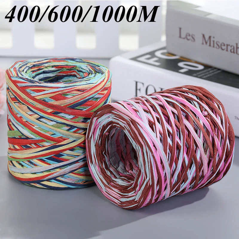 

400/600/1000M Hand-knitted Eco-friendly Raffia Paper Yarn Rope DIY Hand-woven Summer Hat Bags For Baking Packaging Gifts Rope