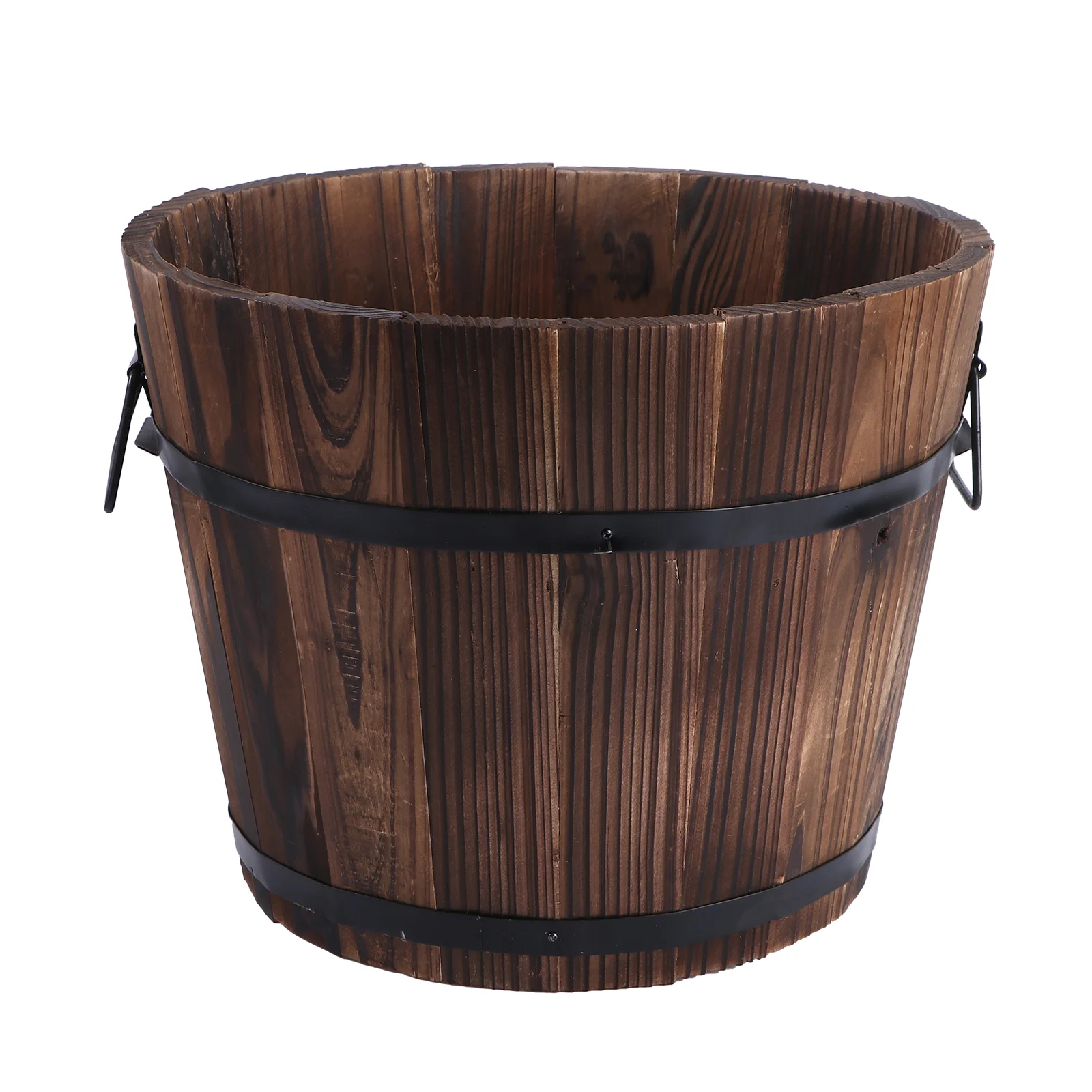 

Carbonized Wood Flowerpot Barrel Anticorrosion Bucket Decorative French Country Bonsai Succulent Plants Balcony Hanging Planter