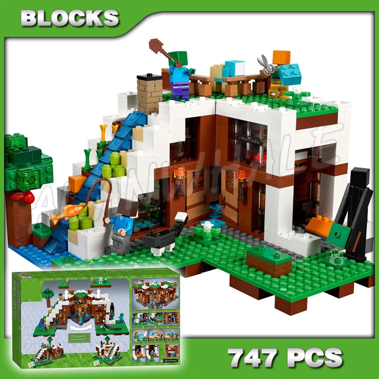 

747pcs Game My World The Waterfall Base Ultimate Shelter Roof Garden Lava 10624 Building Blocks Toys Compatible With Model