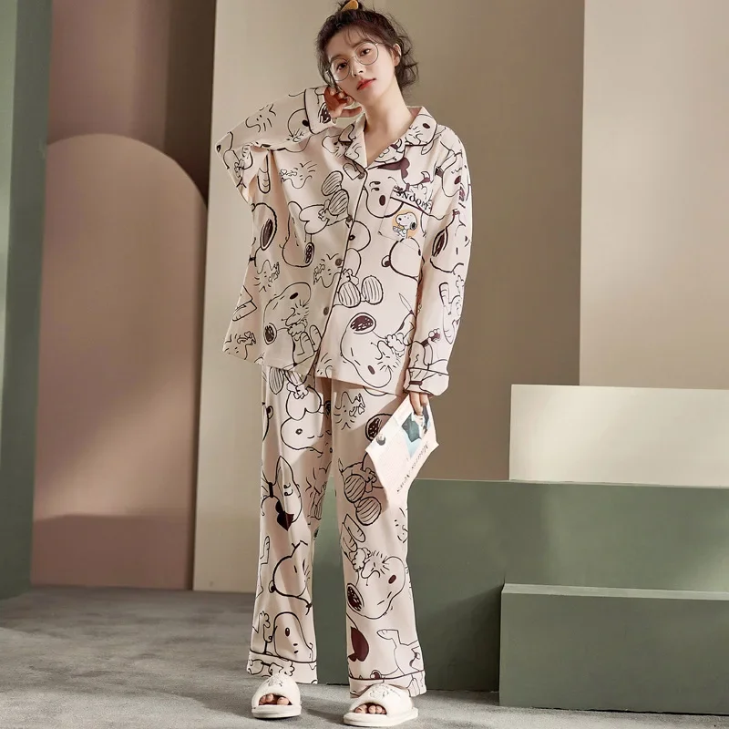 Пижамный комплект Snoopy Женский мультяшный пижамный одежда для сна домашняя