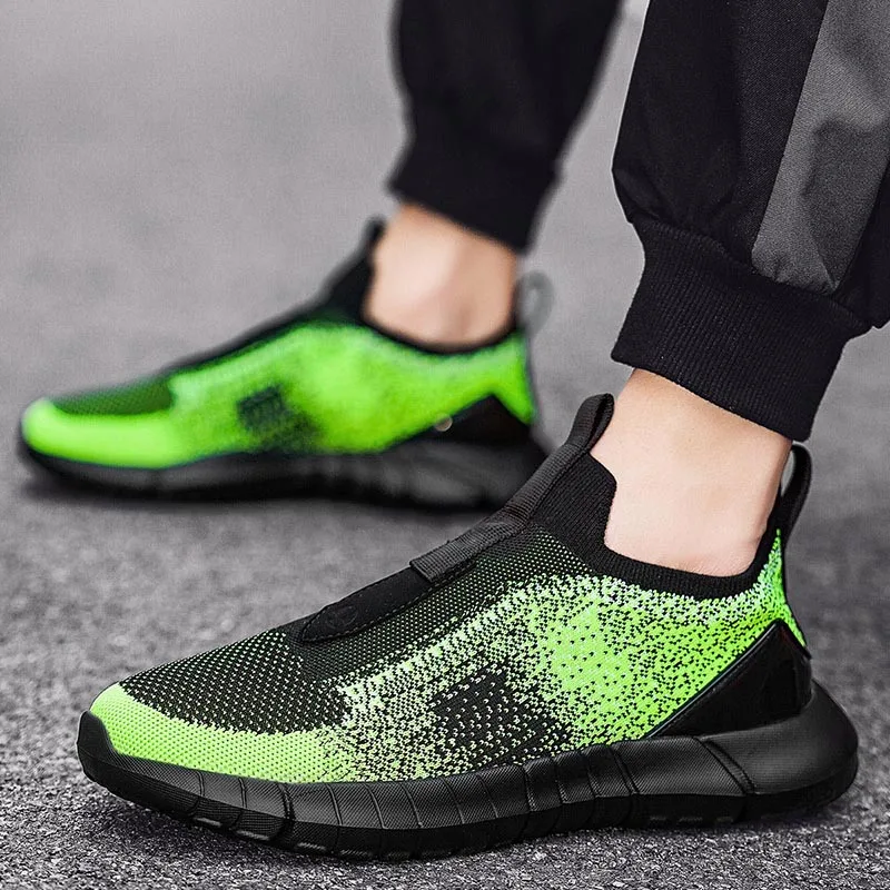 

Лидер продаж, Модные Зеленые кроссовки для бега, мужские легкие кроссовки, летние мужские слипоны, Прогулочные кроссовки