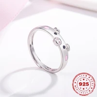 hoyon korean style piglet ring for women small fresh and cute piglet open ring sliver 925 color animal jewelry for birthday gift