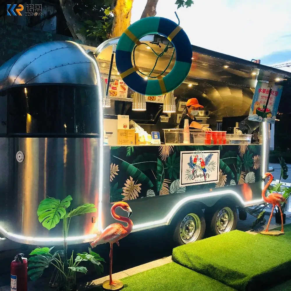

Hot Dog Pizza BBQ Ice Cream Cart Concession Food Trailer Mobile Bar Airstream Food Truck With Full Kitchen Restaurant Equipment