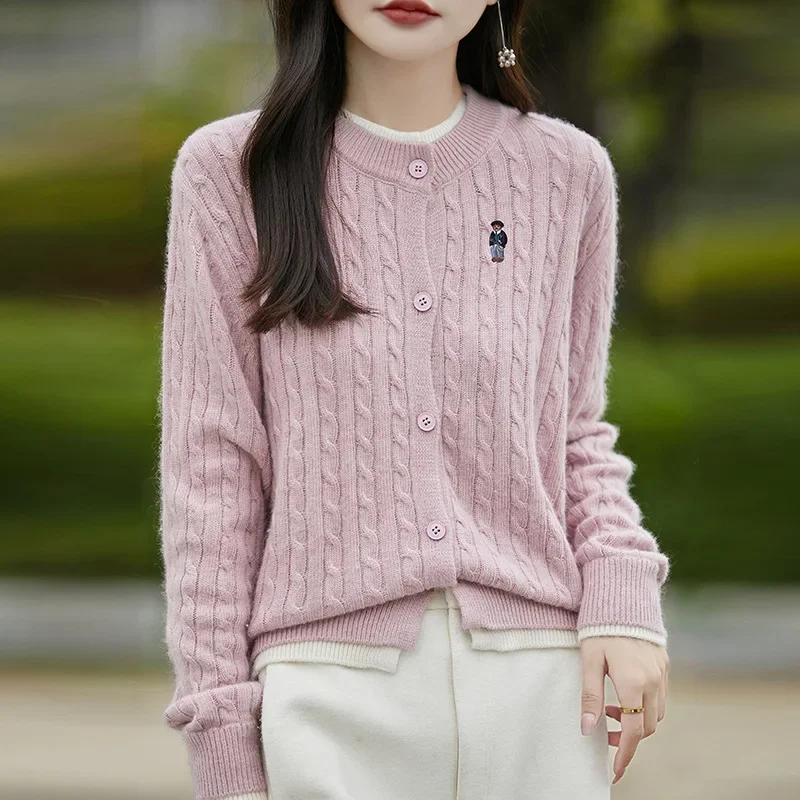Новинка 2024 осенне-зимний женский свитер с круглым вырезом верхняя одежда вышитым