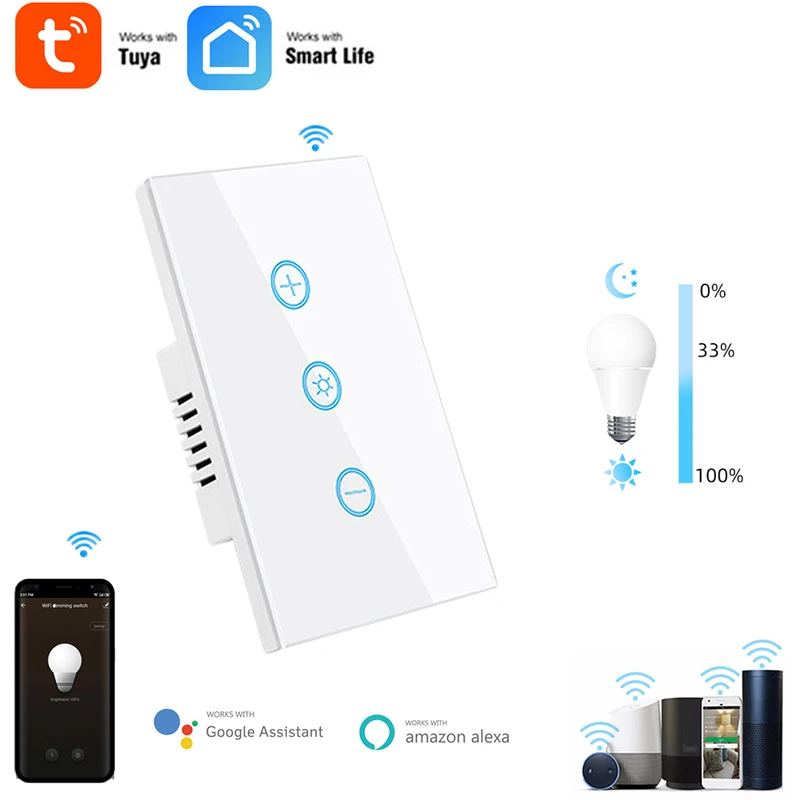 

Homekit WiFi Smart Switch Touch key Siri Control Timing Schedule 1/2/3/4 Gang No Neutral and Neutral Needed Dual Mode