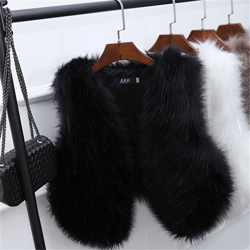 Women's Fur Vest Autumn Winter Thermal Short Plush Jacket 2022 New Faux Mink Fur Fashion Fluffy Coat V-Neck Warm Fur Teddy Coat