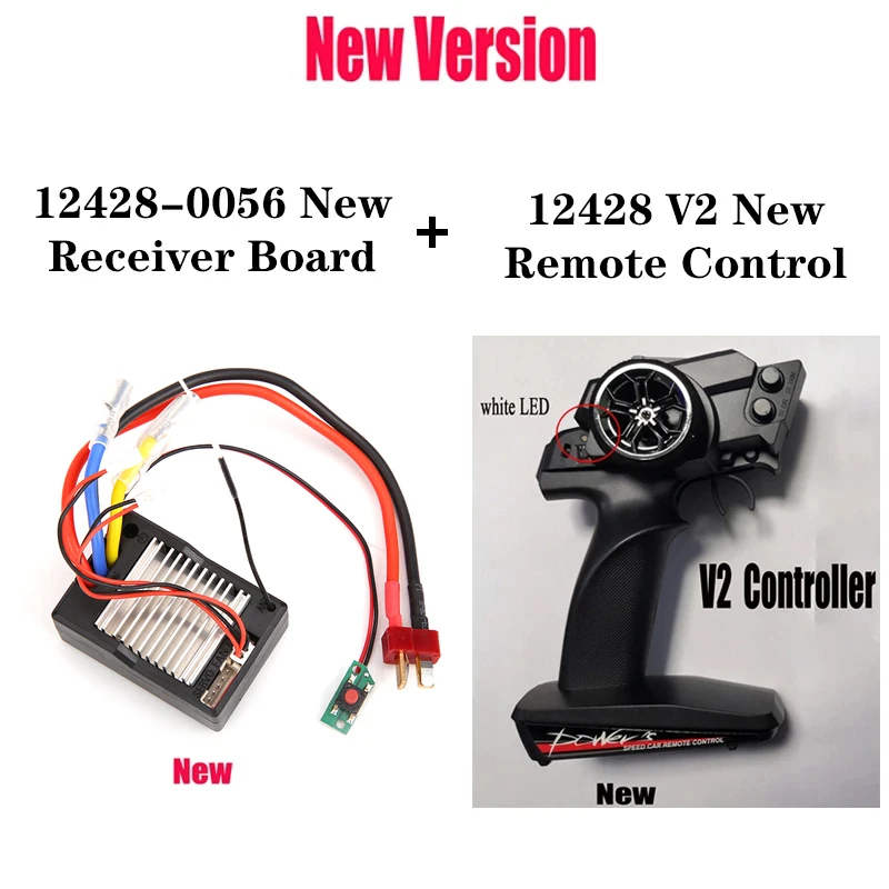 New Version WLtoys 12428 12427 RC Car Spare Parts Receiving board 12428-0056 Telecontroller V2 2.4G Remote Controller 12428-0343