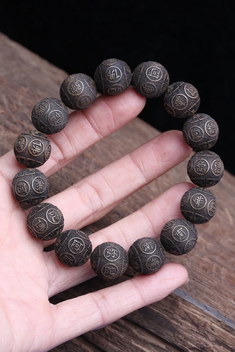 Браслет из натурального черного дерева с бусинами тибетский буддийский