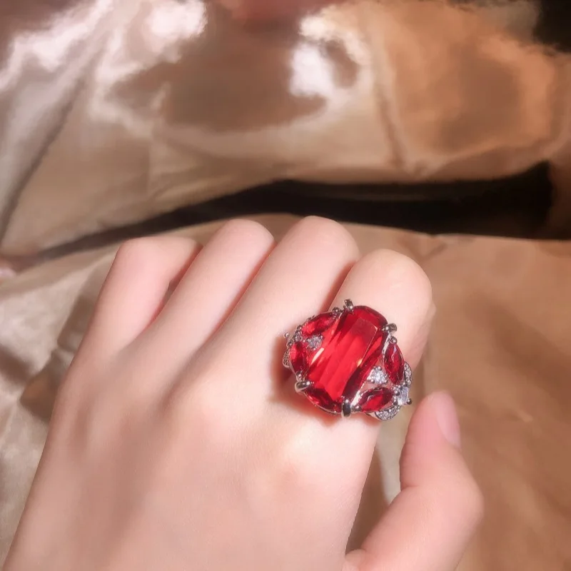 

1005 S925 Sterling Silver Natural Ruby Ring for Females Wedding Bands Fine Silver 925 Jewelry Pure Ruby Gemstone Jewwelry Rings