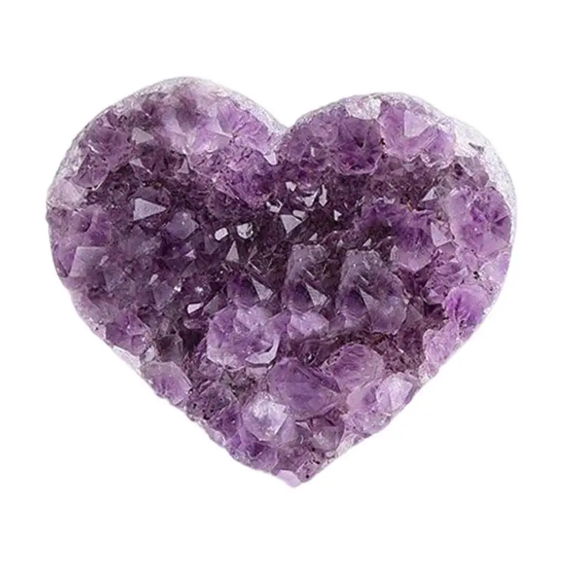 

Natural Amethyst Heart Shape Crystal Quartz Healing Stone For Home Decoration Ornament Collection Purple