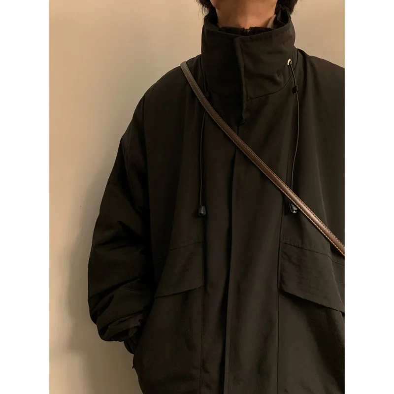 Winter Jacket Men Warm Fashion Apricot Black Thick Jacket Men Streetwear Korean Loose Thicken Short Coat Mens Parker Clothes