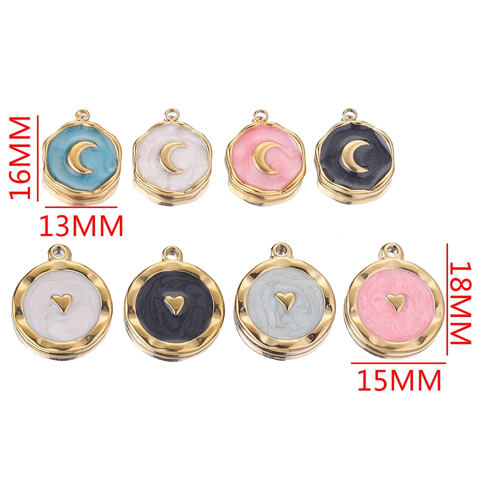5 шт. эмалированная медаль из нержавеющей стали в виде Луны и сердца подвески для